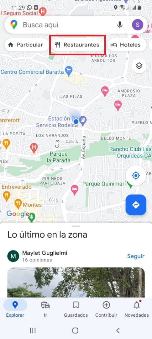 Pasos para buscar restaurantes cercanos en Google Maps desde Android