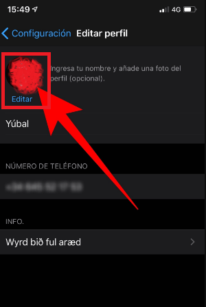Pasos para cambiar foto de perfil de WhatsApp en iOS 