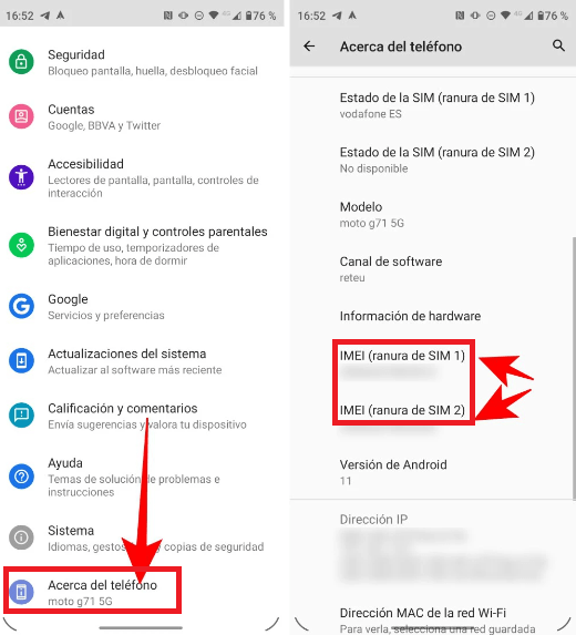 Cómo conocer el IMEI de un dispositivo móvil Android