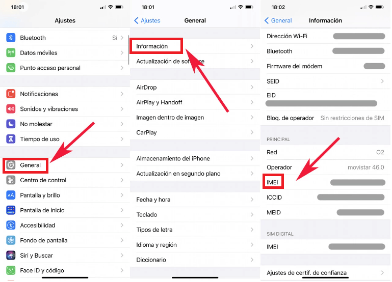 Cómo ver el IMEI de un iPhone