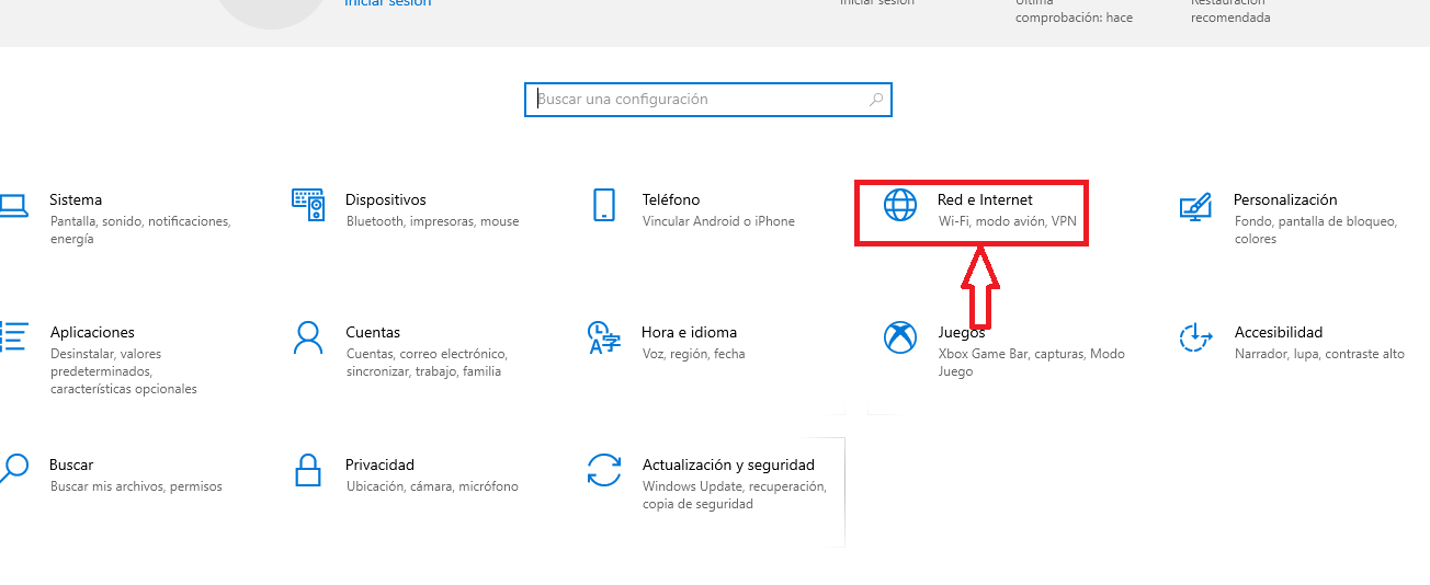 Desde la configuración de Windows Desde la configuración de Windows