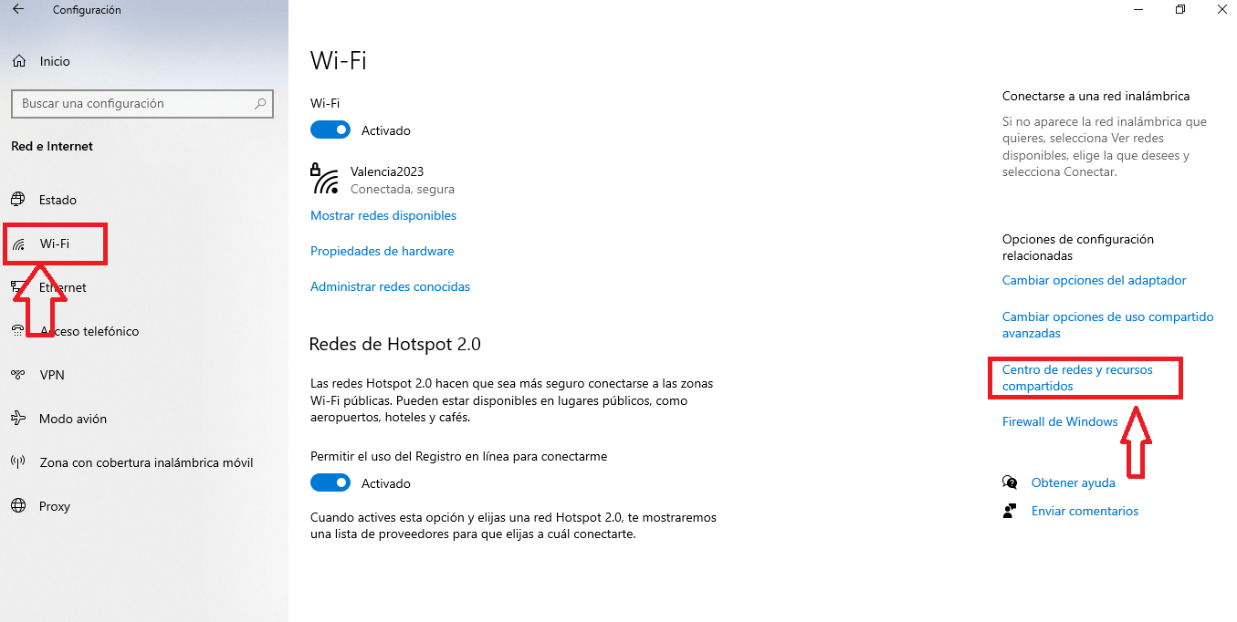 Desde la configuración de Windows Desde la configuración de Windows