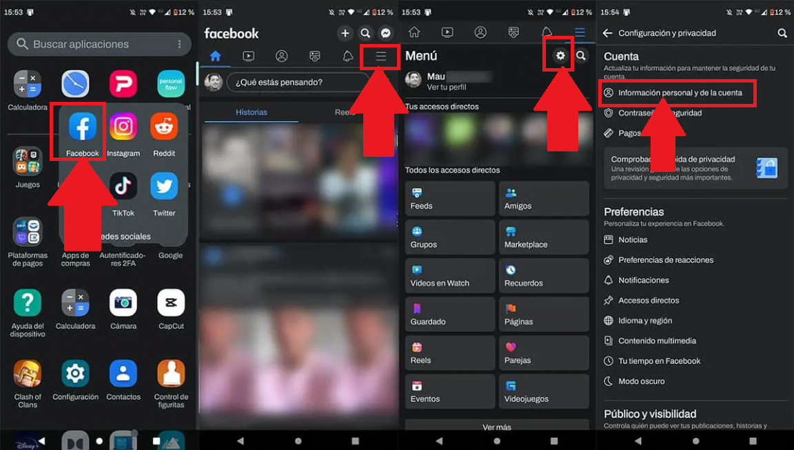 Pasos para cambiar el nombre de mi perfil de Facebook desde el dispositivo móvil Pasos para cambiar el nombre de mi perfil de Facebook desde el dispositivo móvil