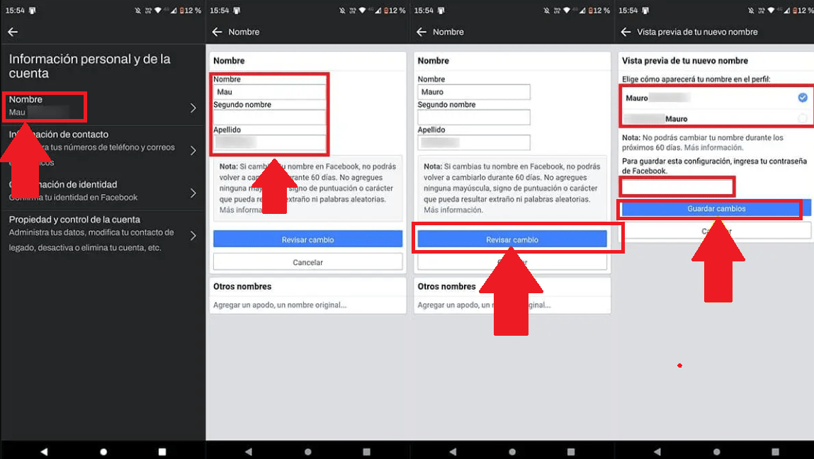 Pasos para cambiar el nombre de mi perfil de Facebook desde el dispositivo móvil Pasos para cambiar el nombre de mi perfil de Facebook desde el dispositivo móvil