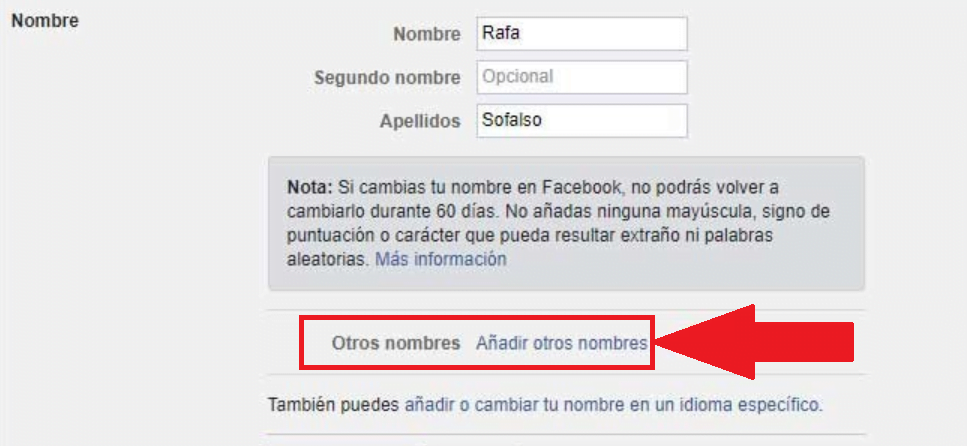 ¿Cómo añadir otros nombres a mi perfil de Facebook? ¿Cómo añadir otros nombres a mi perfil de Facebook?