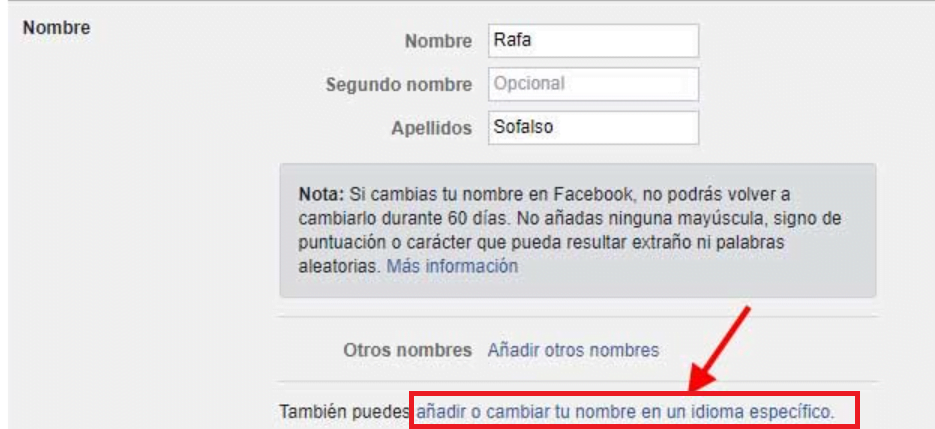 ¿Cómo añadir el nombre en un idioma distinto?
