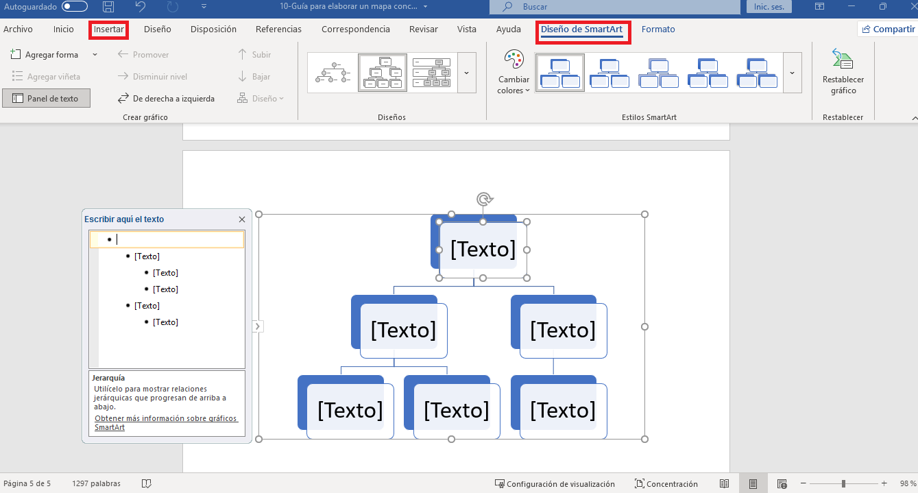 Aprende a hacer un mapa conceptual en Word con el asistente SmartArt