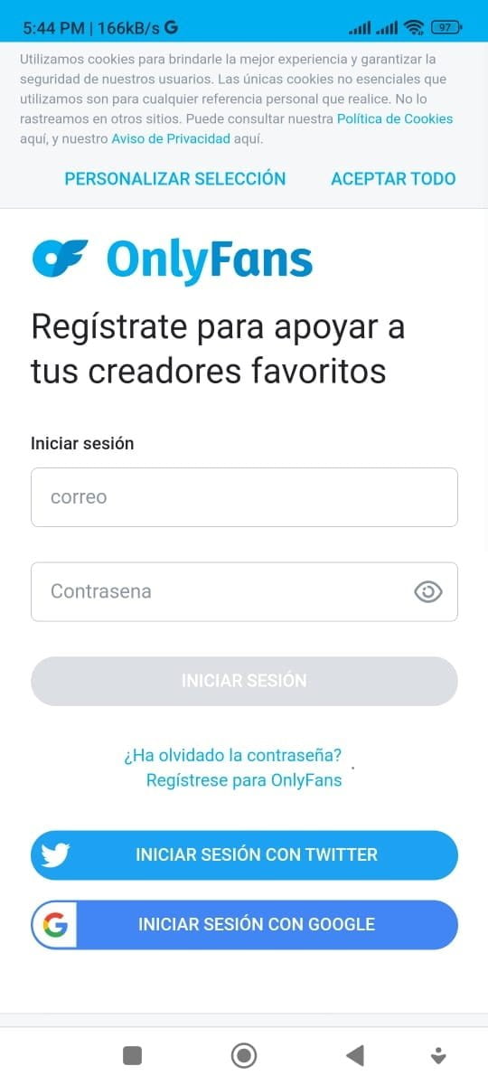 Pasos para abrir OnlyFans desde el dispositivo móvil
