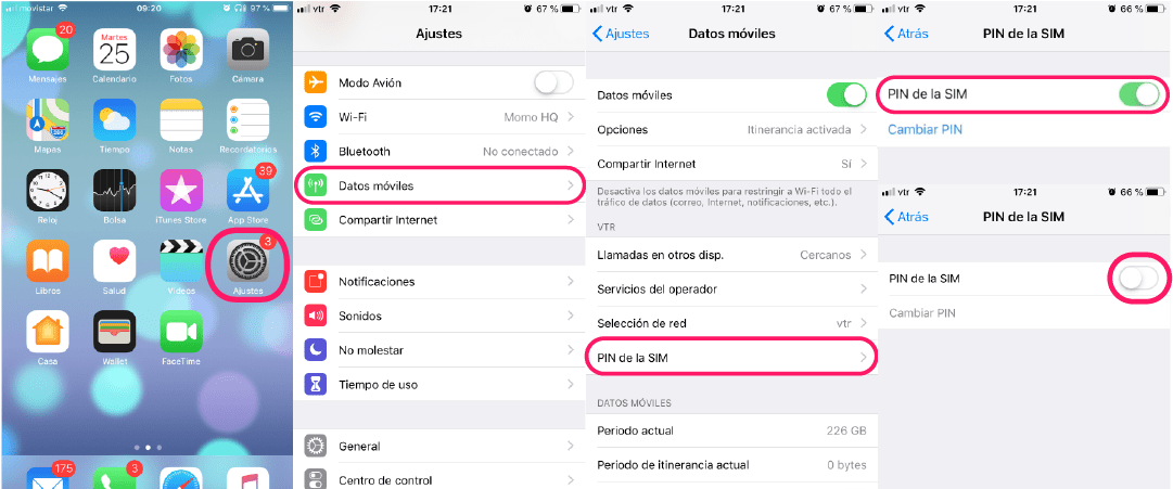 ¿Cómo cambiar el código Pin desde las funciones de mi móvil iPhone?