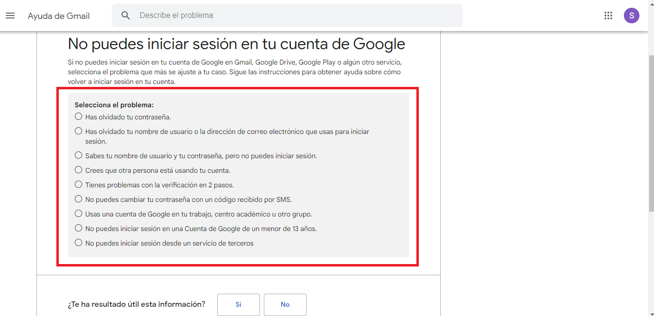 No puedo iniciar sesión en mi cuenta de Google en Gmail, ¿Qué ocurre?