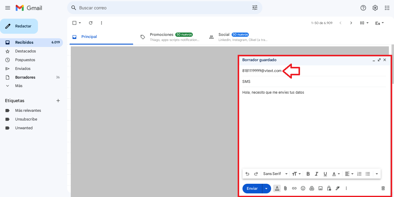 ¿Cómo recibir SMS sin número de teléfono desde tu email?
