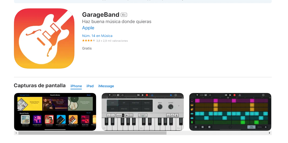 Instalar la app Garageband