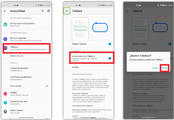 Los pasos para desactivar TalkBack en Android