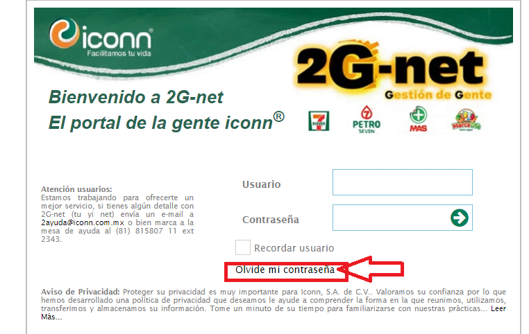 Pasos para recuperar cuenta de 2G NET