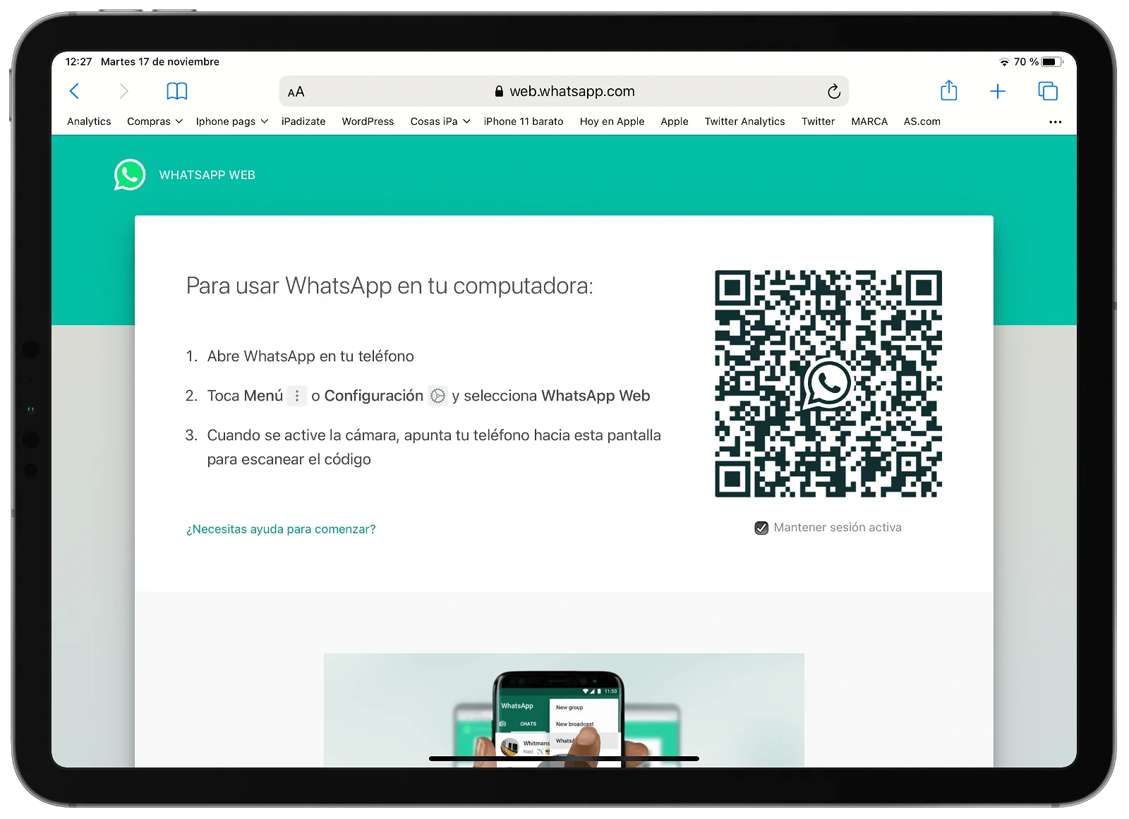 Cómo colocar el acceso directo de WhatsApp Web en el iPad