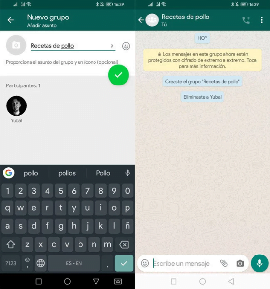 Creando un grupo en el que sólo estés tú