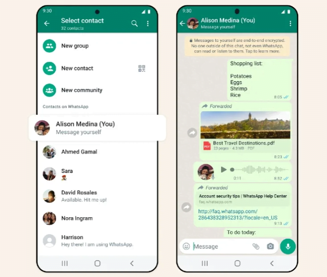 Qué es el nuevo acceso directo para hablar contigo mismo en WhatsApp