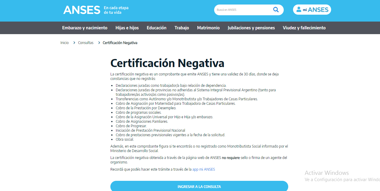 Cómo obtener o sacar la certificación negativa de ANSES en línea