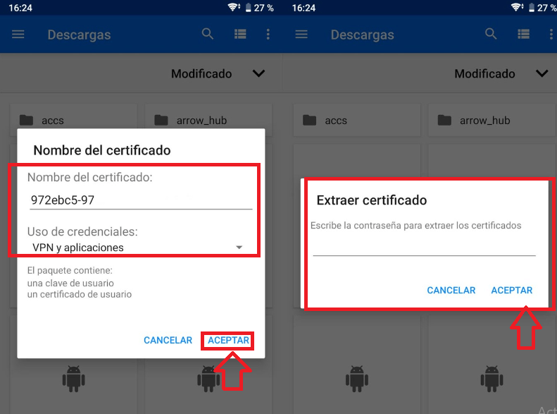 Pasos para instalar un certificado digital en un móvil Android
